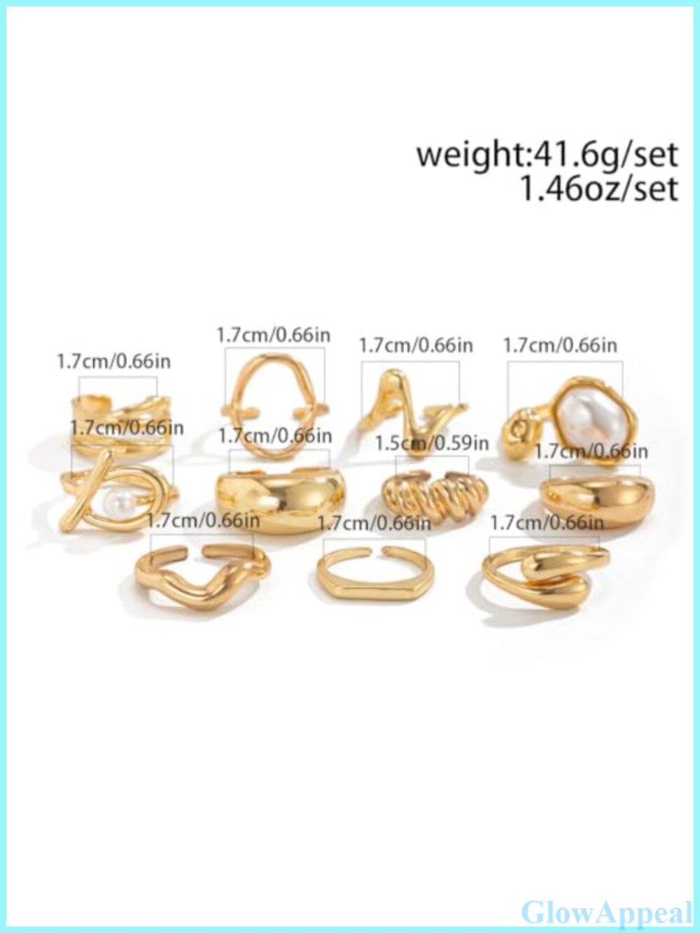 Chunky Stacking Rings Set Open Adjustable Geometric Statement Ring Set - Picture 4 of 6